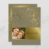 Carte de sauvegarde de date en spirale dorée ornem (Devant / Derrière)