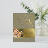 Carte de sauvegarde de date en spirale dorée ornem (Debout devant)