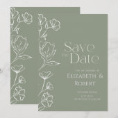 Carte de sauvegarde de date Fleurs blanches Sage v (Devant / Derrière)
