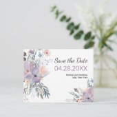 Carte de sauvegarde de date florale aquarelle Viol (Debout devant)