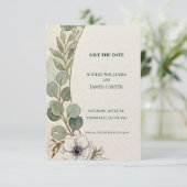Carte de sauvegarde de date florale blanche Eucaly (Debout devant)