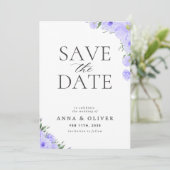 Carte de sauvegarde de date florale bleue (Debout devant)