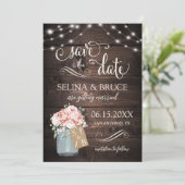 Carte de sauvegarde de date florale en pot Mason e (Debout devant)