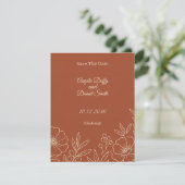 Carte de sauvegarde de date florale en terracotta (Debout devant)