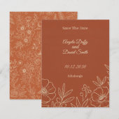 Carte de sauvegarde de date florale en terracotta (Devant / Derrière)