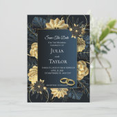 Carte de sauvegarde de date florale foncée (Debout devant)