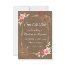 Carte de sauvegarde de date florale rose rustique