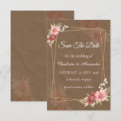 Carte de sauvegarde de date florale rose rustique (Devant / Derrière)