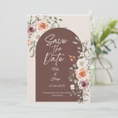 Carte de sauvegarde de date florale rustique  (Debout devant)