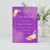 Carte de sauvegarde de date florale violette (Debout devant)