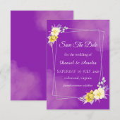 Carte de sauvegarde de date florale violette (Devant / Derrière)