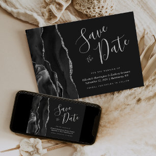 Carte de sauvegarde de date moderne en agate noir