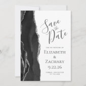 Carte de sauvegarde de date moderne en noir et arg (Devant)