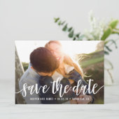 Carte de sauvegarde de date moderne funky script (Debout devant)
