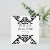 Carte de sauvegarde de date moderne noir blanc déf (Debout devant)