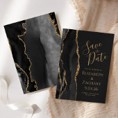 Carte de sauvegarde de date moderne noir or agate 
