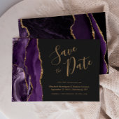 Carte de sauvegarde de date moderne violette et or