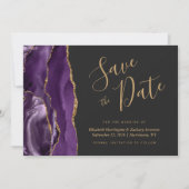 Carte de sauvegarde de date moderne violette et or (Devant)