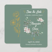 Carte de sauvegarde de date modifiable vert sauge (Devant / Derrière)