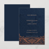 Carte de sauvegarde de date Navy Copper Celtic (Devant / Derrière)