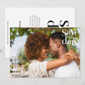 Carte de sauvegarde de date photo rustique minimal (Devant / Derrière)