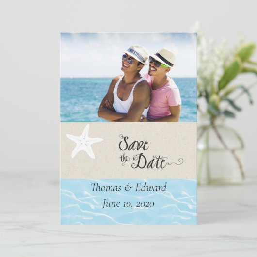 Carte de sauvegarde de date plate tropicale (Debout devant)
