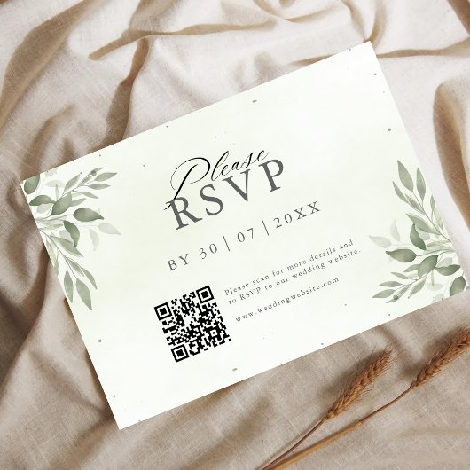 Carte de sauvegarde de date QR Code Modern Sage Gr