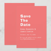 Carte de sauvegarde de date rétro rose chaud (Devant / Derrière)