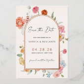 Carte de sauvegarde de date Rose Gold Fleurs de Pr (Recto)