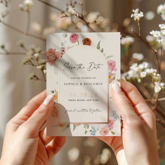 Carte de sauvegarde de date Rose Gold Fleurs de Pr