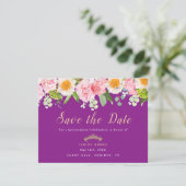 Carte de sauvegarde de date royale violette floral (Debout devant)
