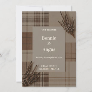 Carte de sauvegarde de date Rustique Tartan Plaid