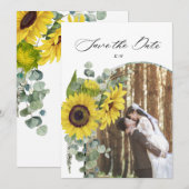 carte de sauvegarde de date rustique tournesol euc (Devant / Derrière)