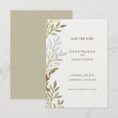 Carte de sauvegarde de date Sage Gold Leaf (Devant / Derrière)