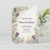 Carte de sauvegarde de date Scottish Thistle Lavan (Debout devant)