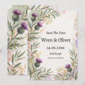 Carte de sauvegarde de date Scottish Thistle Lavan (Devant / Derrière)