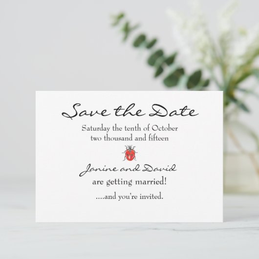 Carte de sauvegarde de date Tiny Ladybird/Ladybug (Debout devant)