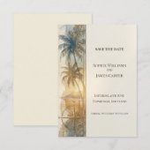 Carte de sauvegarde de date tropicale bleue (Devant / Derrière)