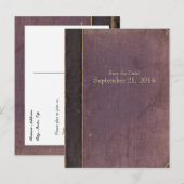 Carte de sauvegarde de date vintage livre violet (Devant / Derrière)
