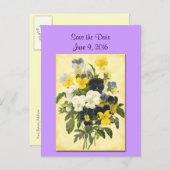 Carte de sauvegarde de date Violettes et Pensées (Devant / Derrière)