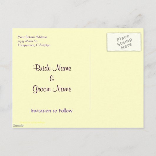 Carte de sauvegarde de date Violettes et Pensées (Dos)