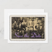 Carte de sauvegarde de la date avec portrait vinta (Devant / Derrière)