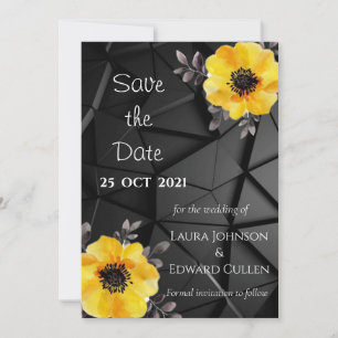 Carte de sauvegarde de la date de mariage jaune no