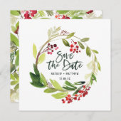 Carte de sauvegarde de la date d'hiver avec feuill (Devant / Derrière)