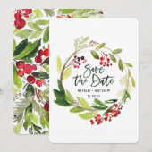 Carte de sauvegarde de la date d'hiver avec feuill (Devant / Derrière)