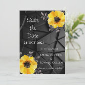 Carte de sauvegarde de la date pour mariage jaune  (Debout devant)