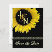 Carte de sauvegarde de la date - Tournesol jaune (Devant / Derrière)