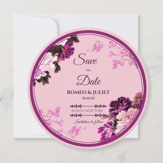 Carte de sauvegarde de mariage à bague florale vio (Devant)