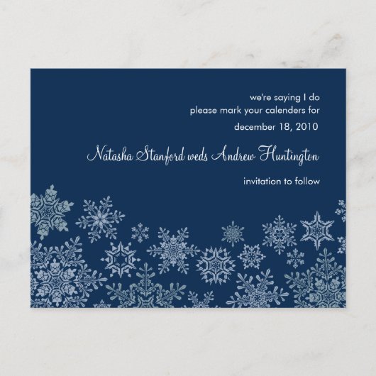 Carte de sauvegarde de mariage à flocons de neige (Devant)
