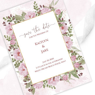 Carte de sauvegarde de mariage à la pivoine rose t